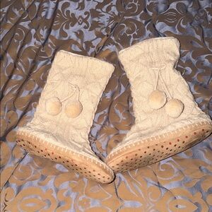 Gap Knit Pom-Pom Slipper Boots